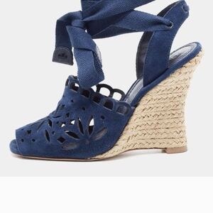 Tory Burch Blue Suede Wedges